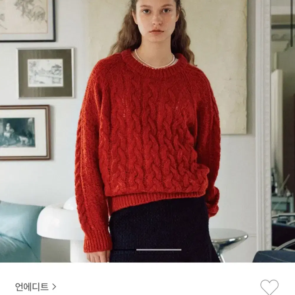 택포) 언에디트 Cable Knit Fiery Red 케이블 니트 레드