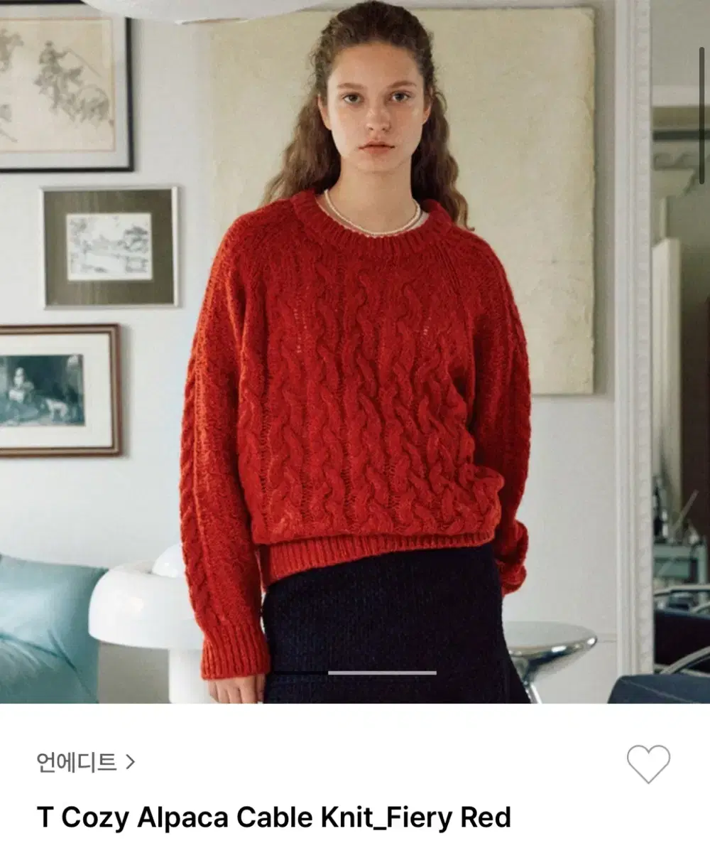 택포) 언에디트 Cable Knit Fiery Red 케이블 니트 레드