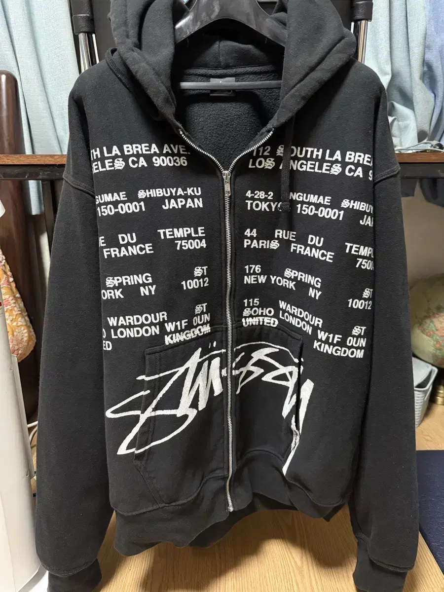 (XL) Stussy Location Hoodie Zip-Up Black P