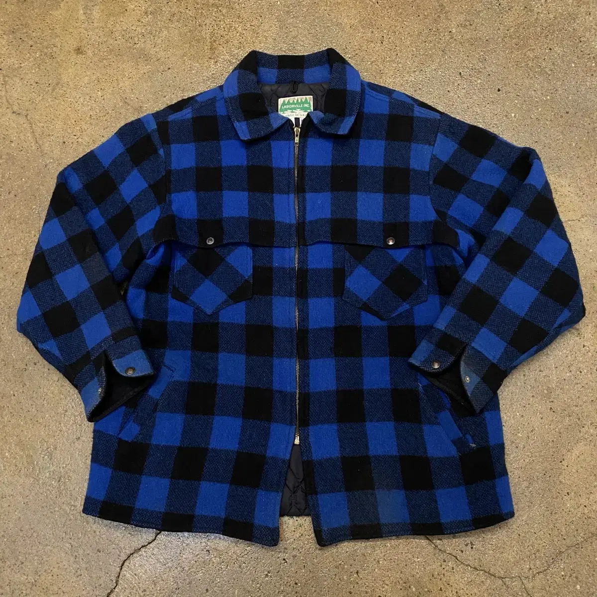 90s Made in USA Lavonville Wool Check Puffer Jacket