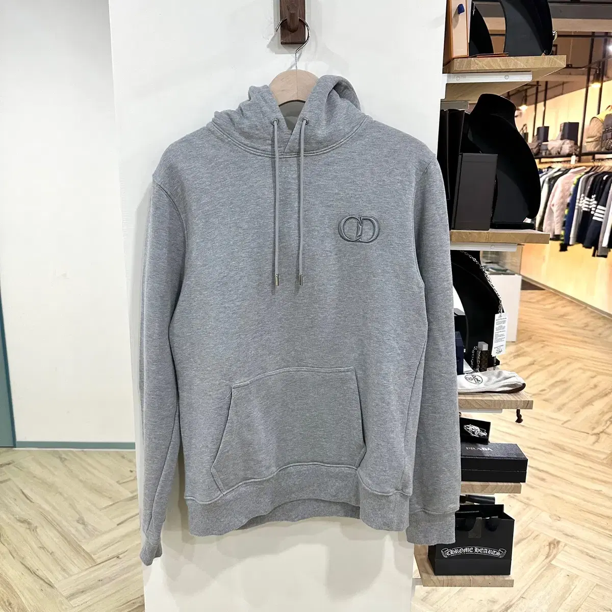 Dior CD Logo Hoodie Gray