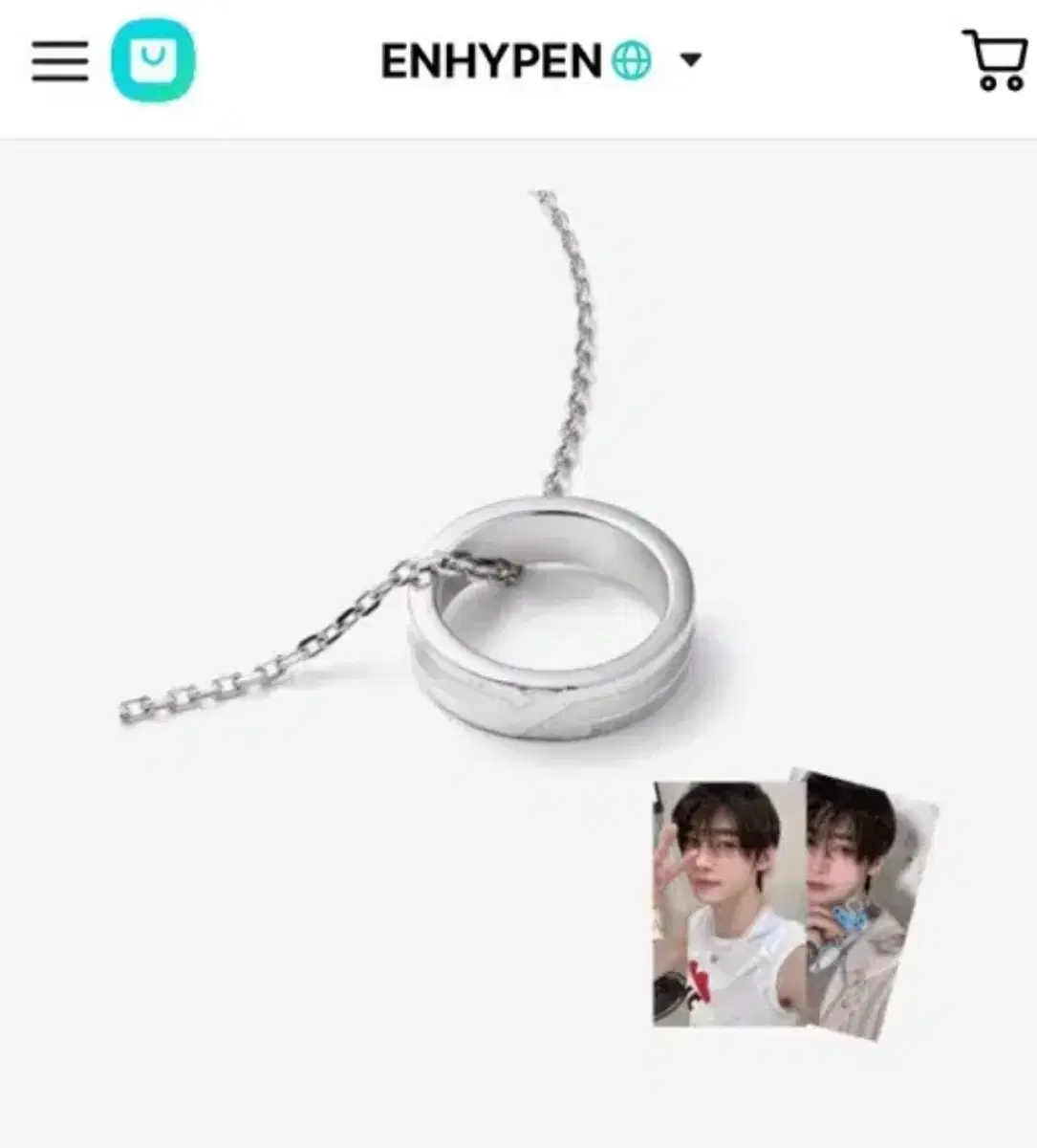 Enhypen sunghoon wts ring necklace