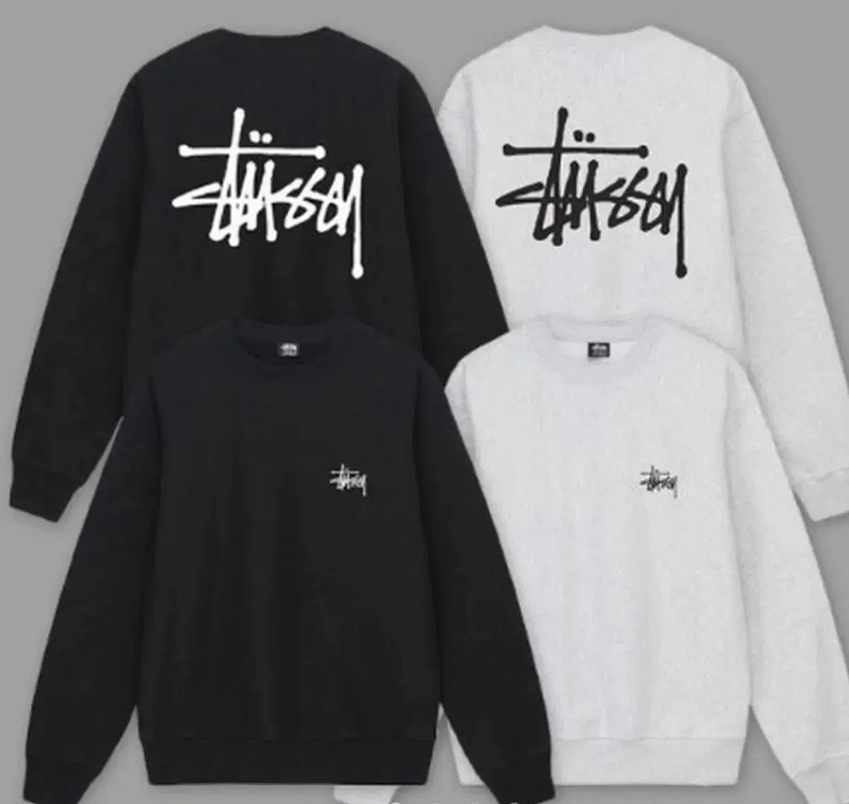 (NEW) Stussy Men's Basic 2 Color Black Gray