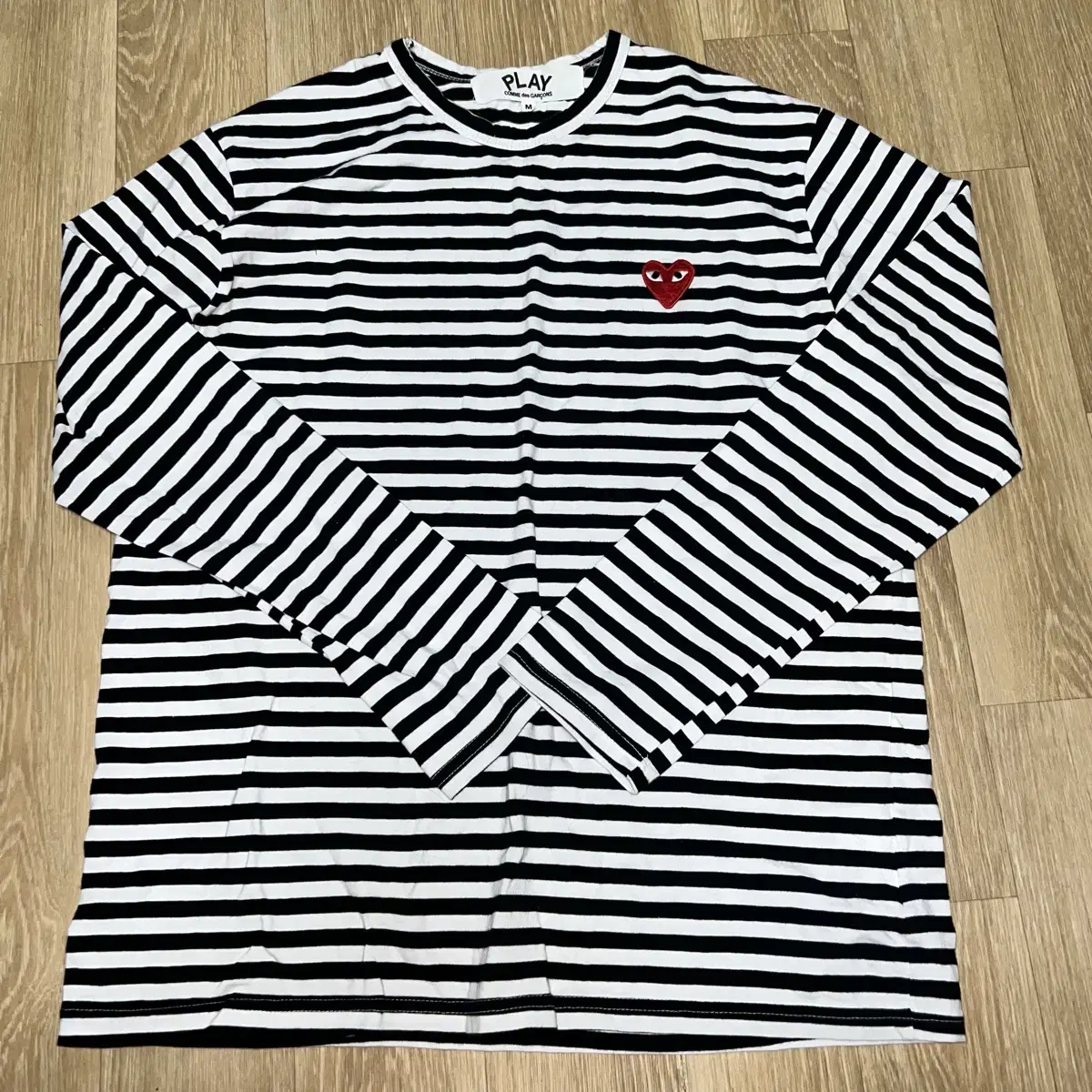 Comme des Garçons Song Red and Pen Stripe Long Sleeve Tee M