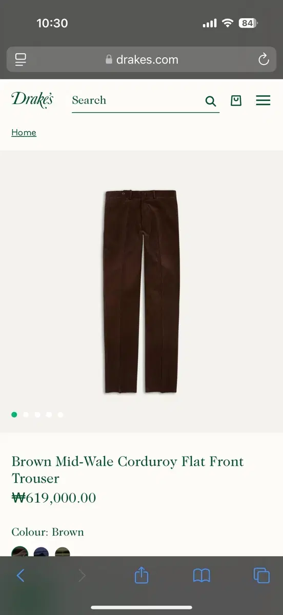 Dyed Brown Corduroy Trousers size 32