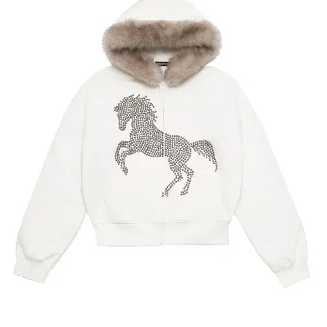 604service studded faux fur hoodie