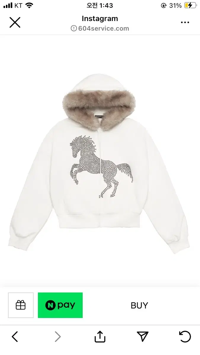 604service studded faux fur hoodie