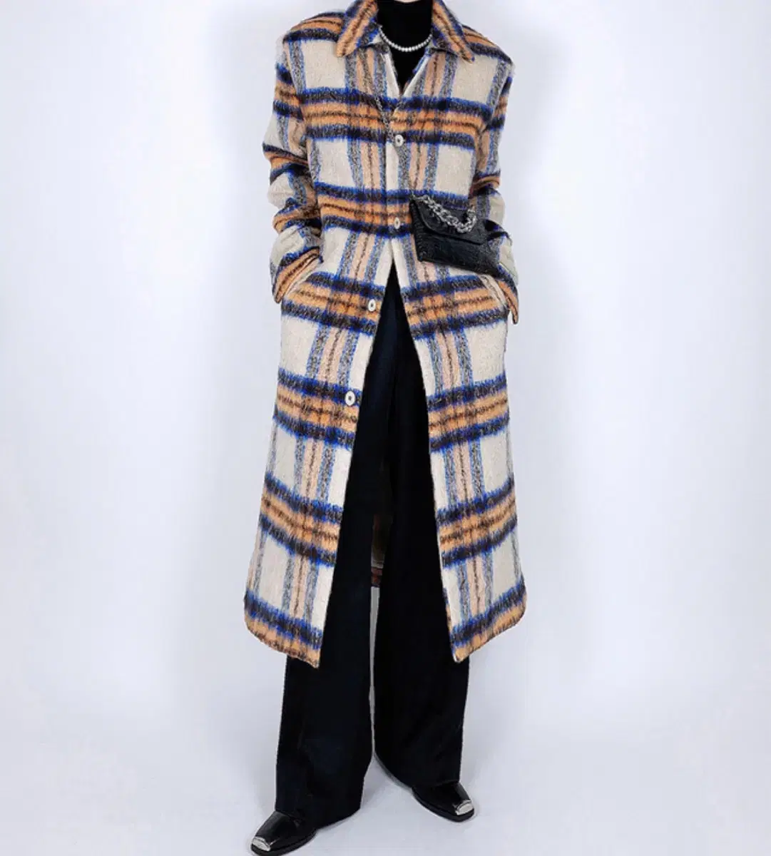 Lookover Mohair check wool coat