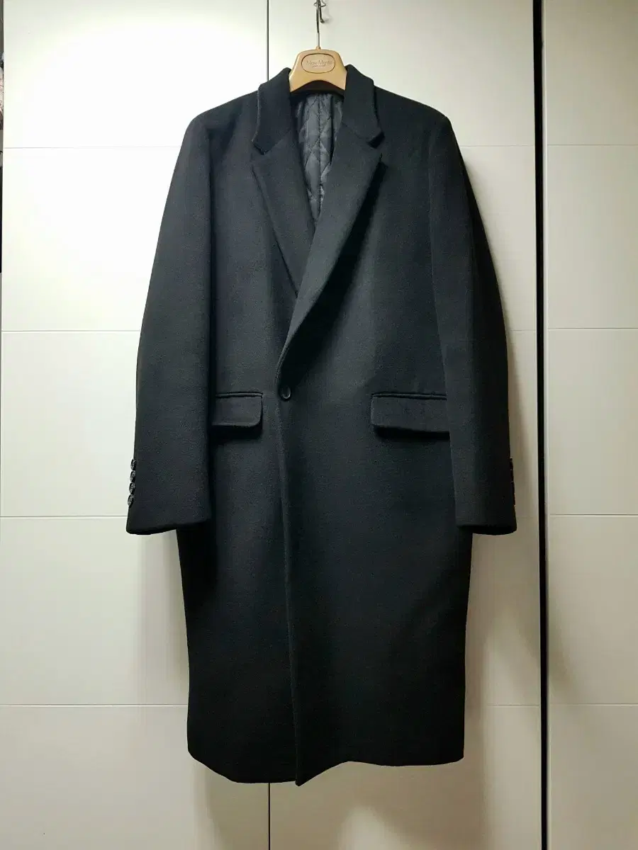 XL/105~110]Brand new/ENCANTO wool blend black quilted single overcoat