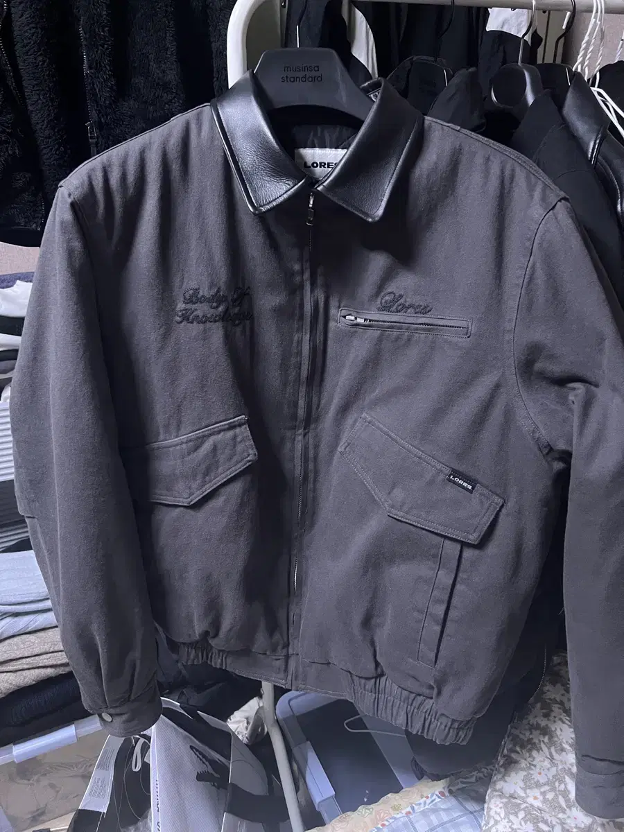 Roosevelt leather collar work jacket