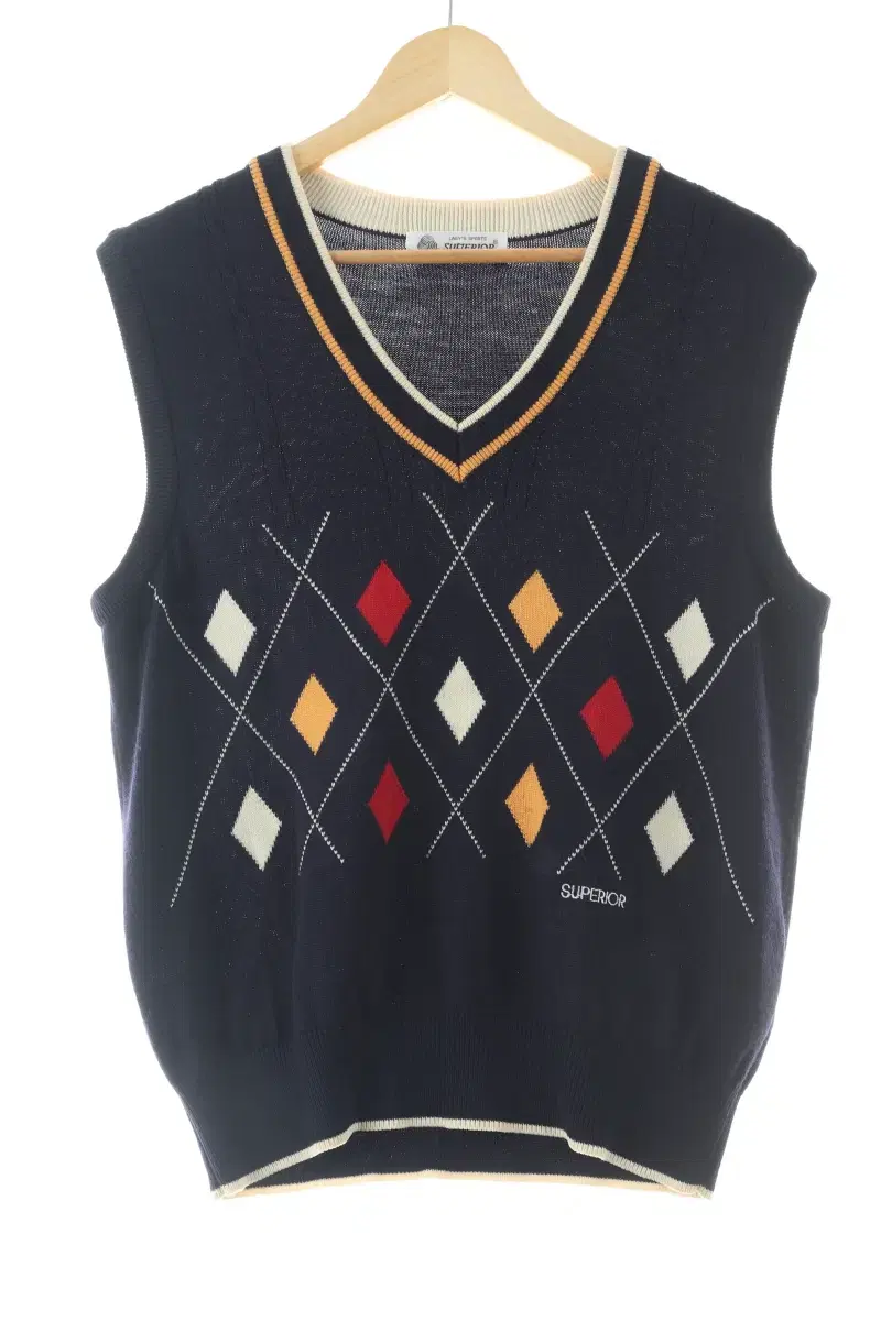 (M) BrandVintage Knit Vest Best Superior Argyle Pattern-10688