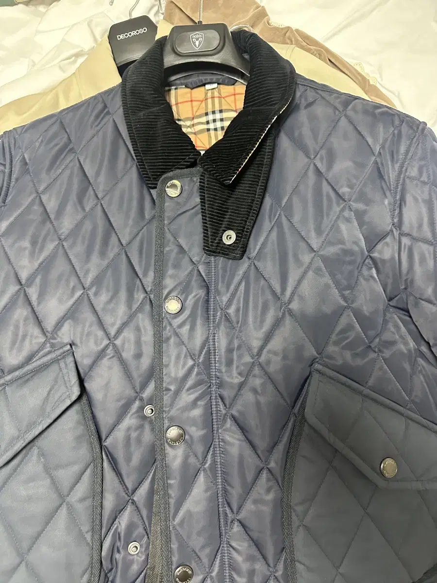 Burberry Original Check Luxury Half Jacket (56, Navy)