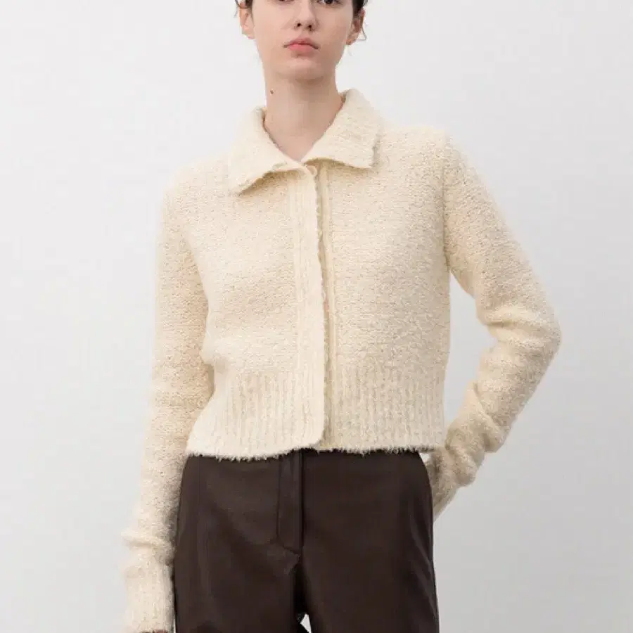 Le 르 high-neck hidden button cardigan