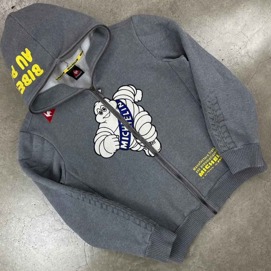 Le Coq Michelin logo gray hooded zip-up