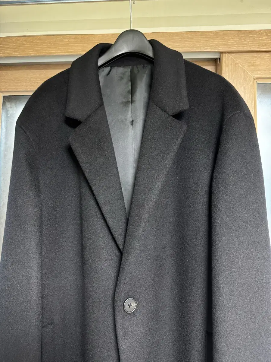 Gentleman's Standard Cashmere Blend Oversized Single Coat XL Black