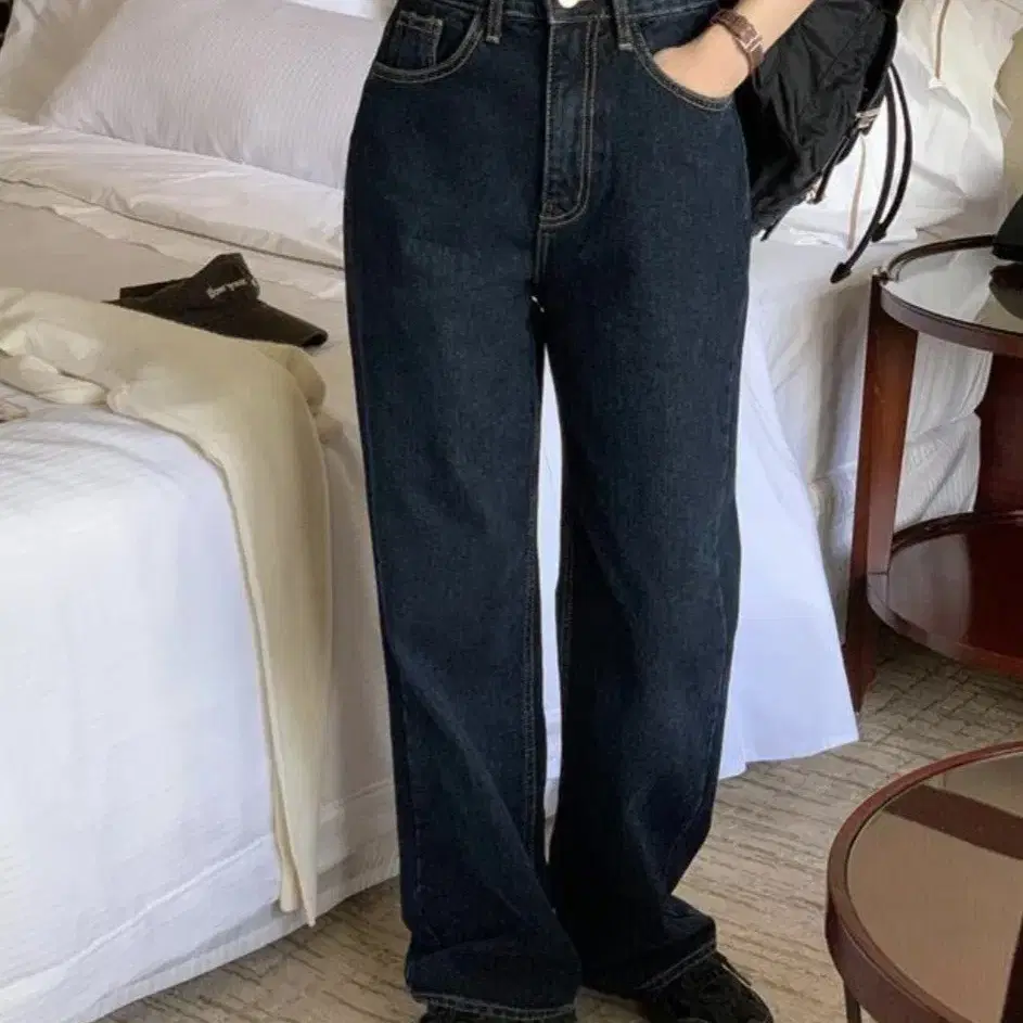 메리어라운드 [ofm] 롤업 와이드 진청 (denim pants)  s사