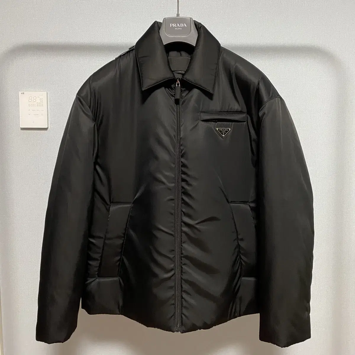 [S] Prada Oversized Pocono Padded Jacket Black for FW18