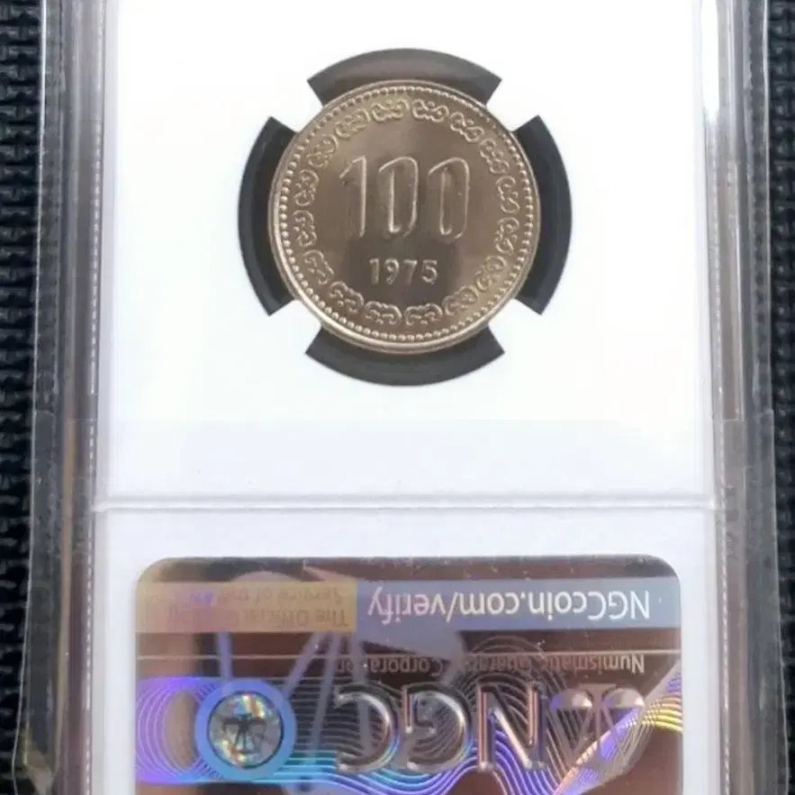 1975년 100원 ngc 64등급주화.한국은행 주화 화폐 동전