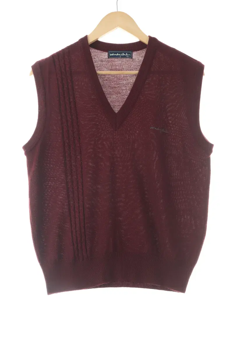 (M) BrandVintage Knit Vest Best Burgundy Old School Basic Fit-105F7