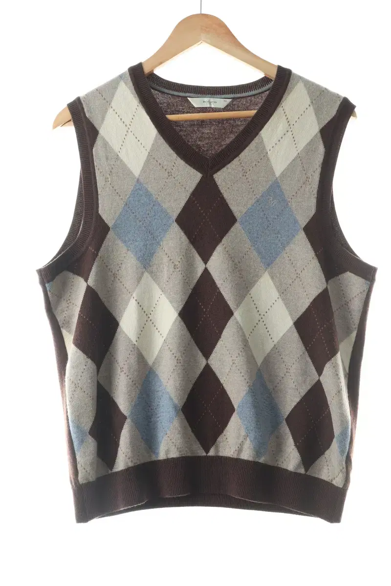 (L) Logadis Knit Vest Best Brown Argyle Petton-105FA