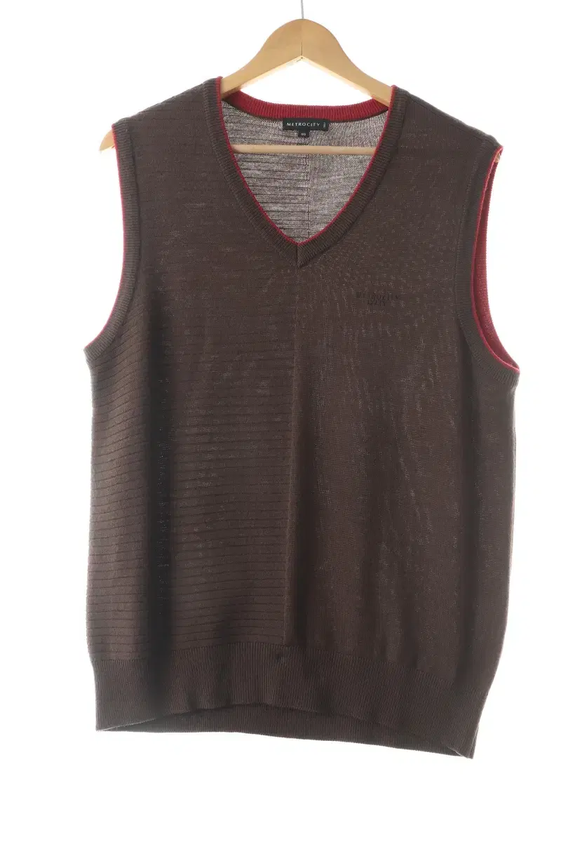 (M) Metropolis Knit Vest Best Brown Wool Basic Fit - 1060B