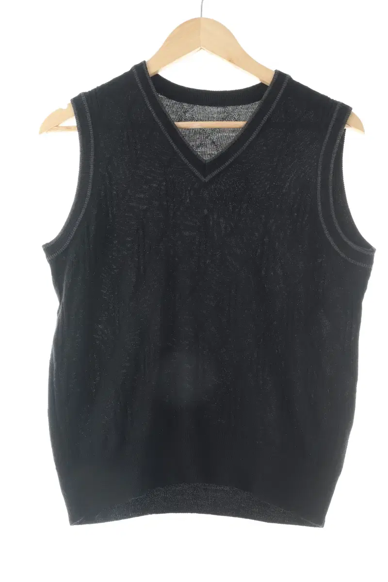 (S-M) BrandVintage knit vest black wool basic fit-10617