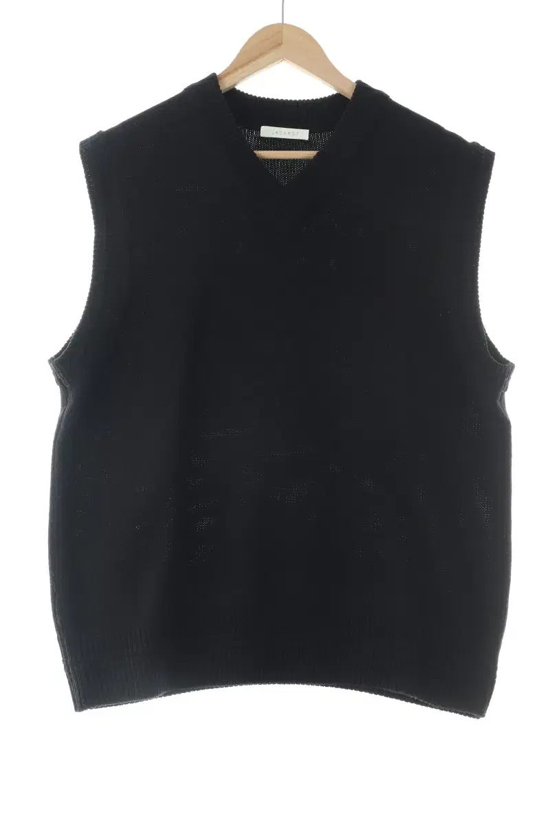 (L) BrandVintage knit vest black old-school loose fit-1061B