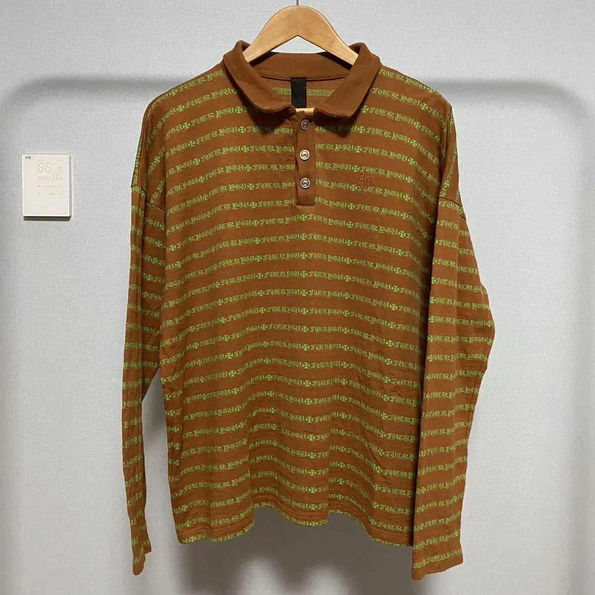 [L] Chromehearts Matteboy Stripe Long Sleeve Polo Karati Green