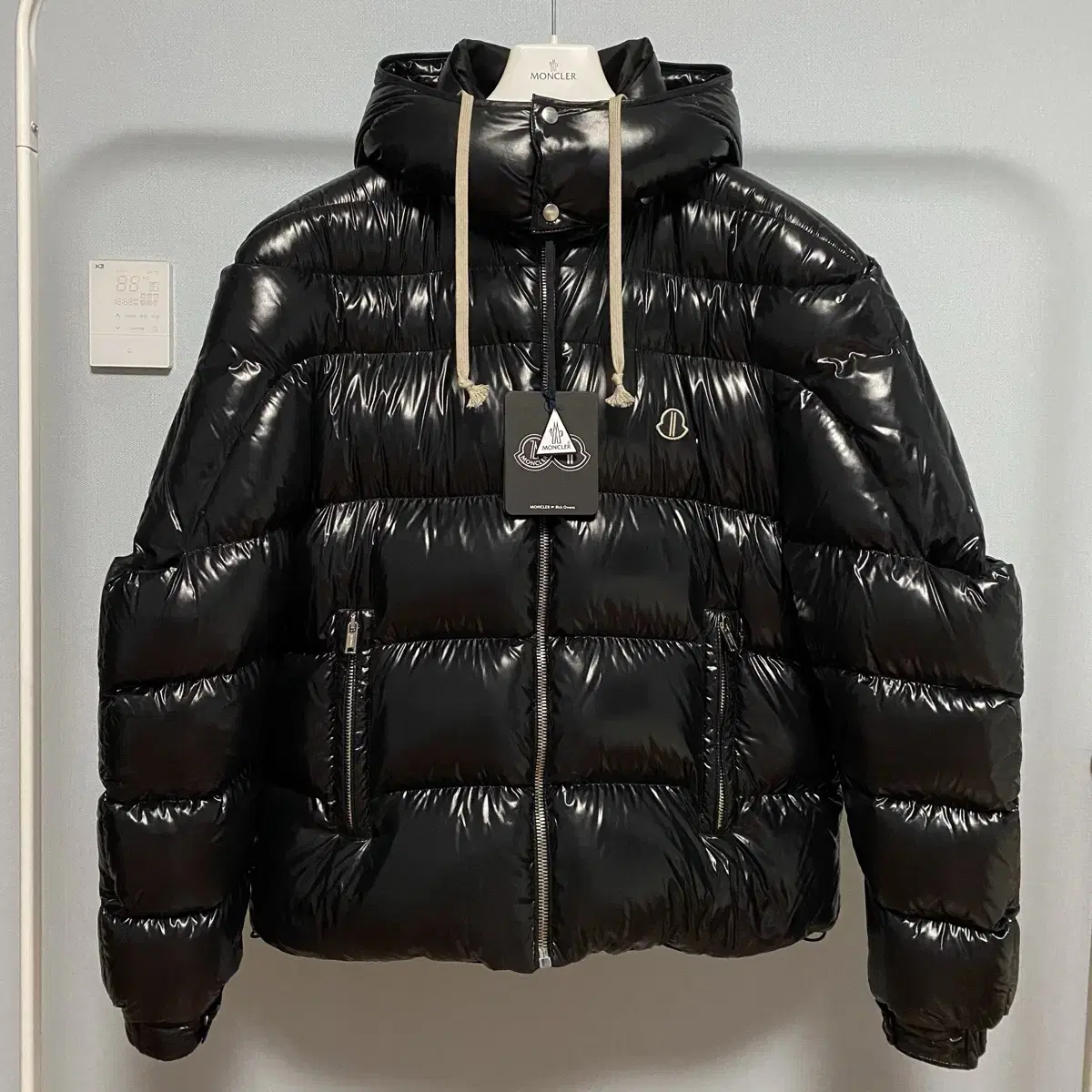 [3] Moncler Rick Owens maya 70 Glossy Padded Jacket Black