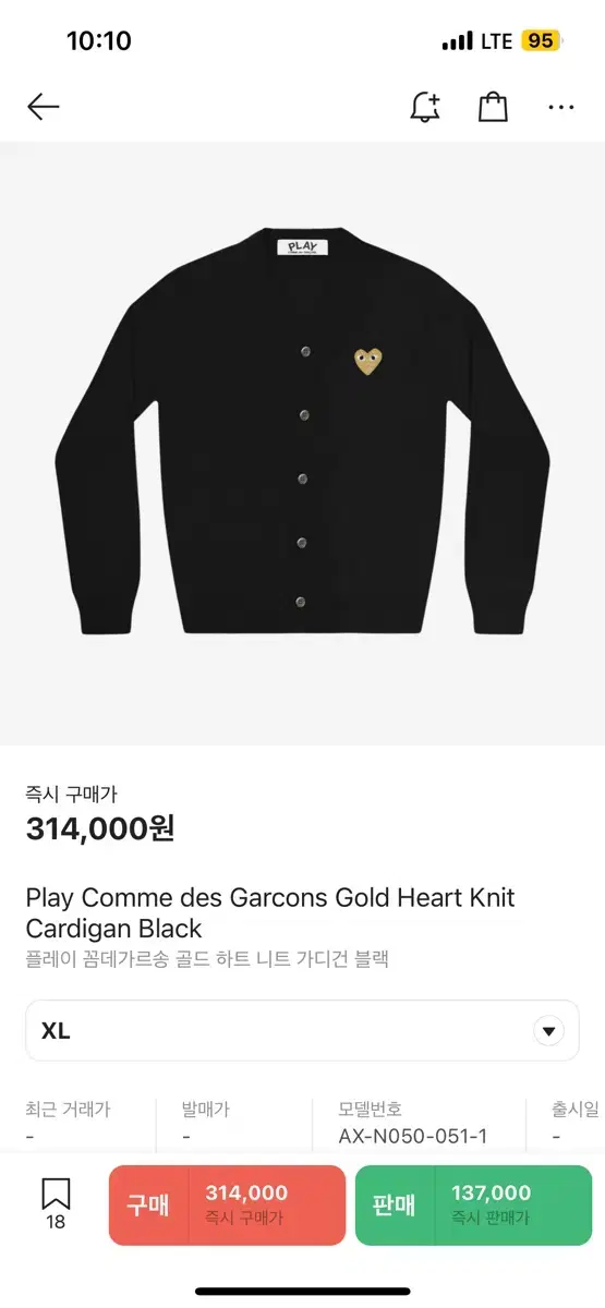 (New) Comme des Garçons black cardigan sells