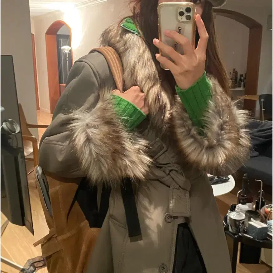 OPEN YY 오픈와이와이FAUX FUR TRIMMING JACKET