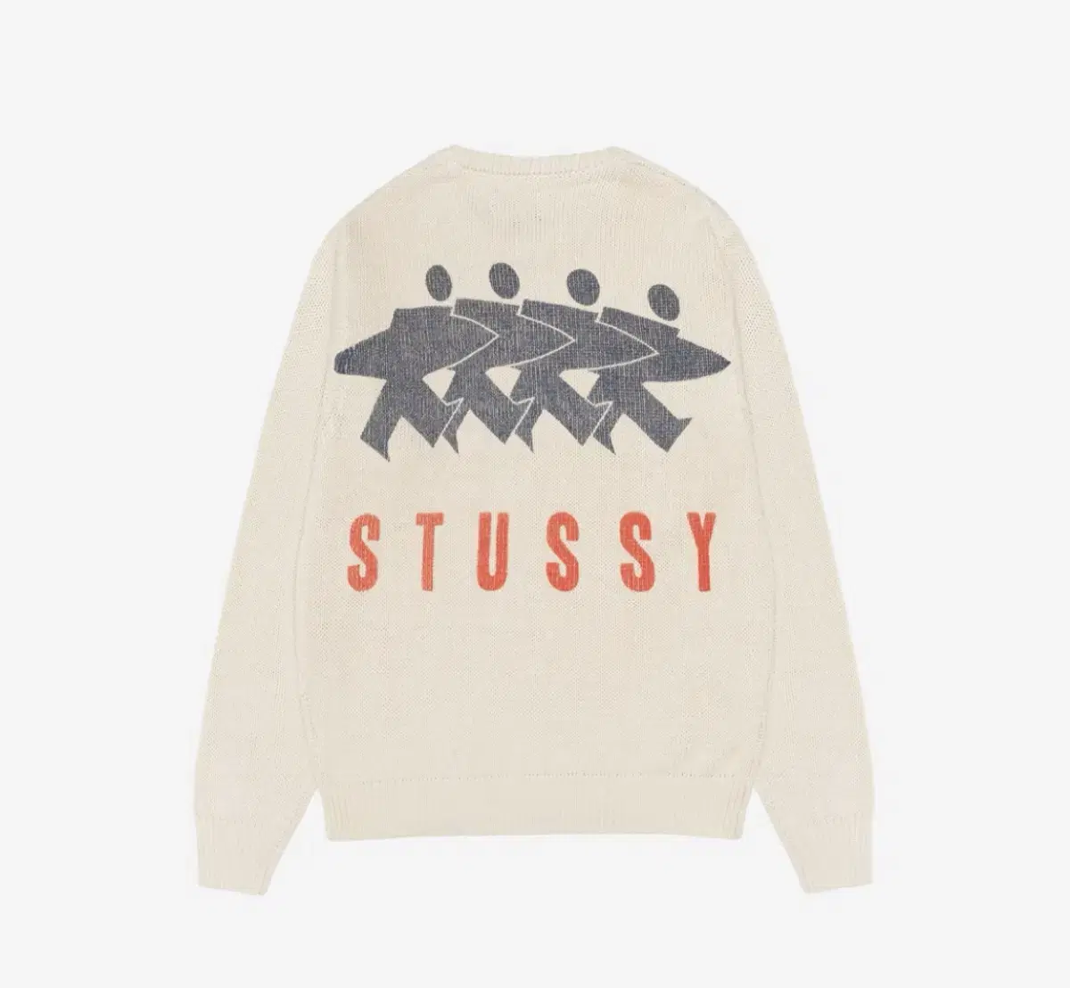 [M]Stussy Surfman ikon Cotton-linen crewneck knit ivory