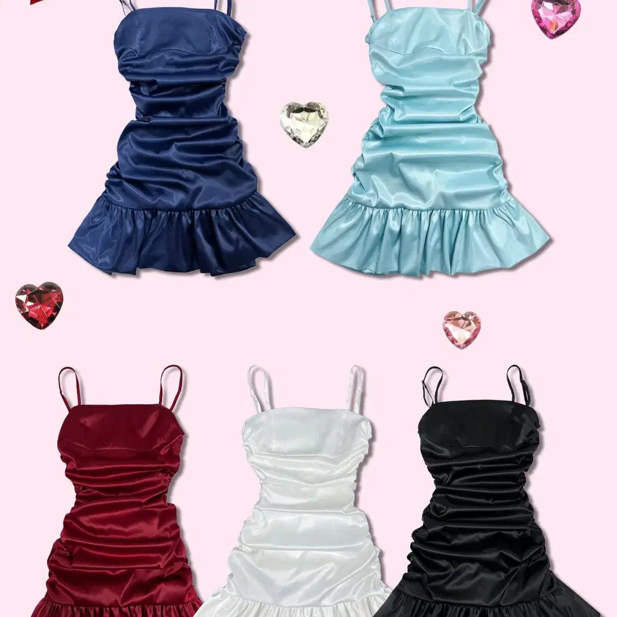 페일제이드 Satin Shirring Mini Dress