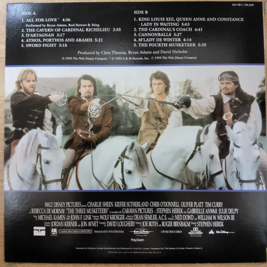 OST: THE THREE MUSKETEERS 음반 (LP 턴테이블 오디