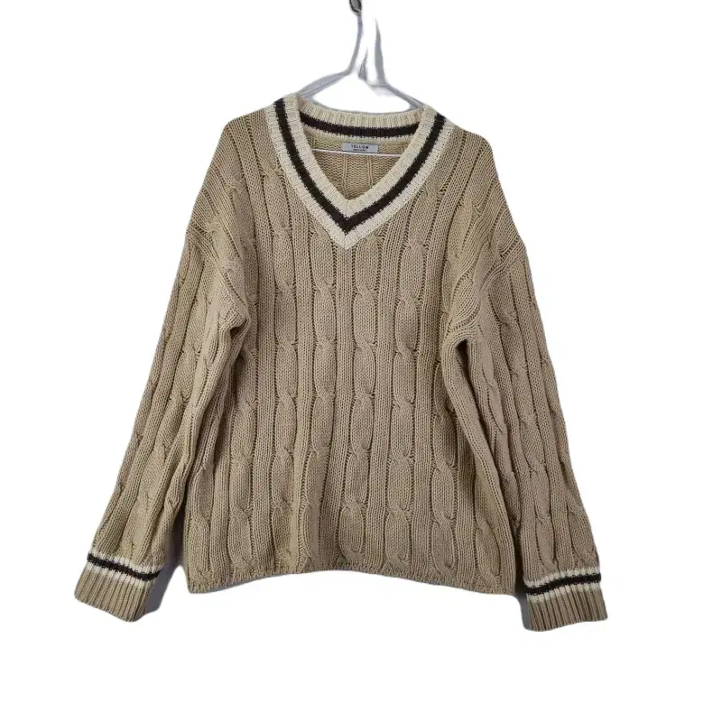 E8860 YELLOW WFREE Brown Pretzel V-Neck Knit/Dirk