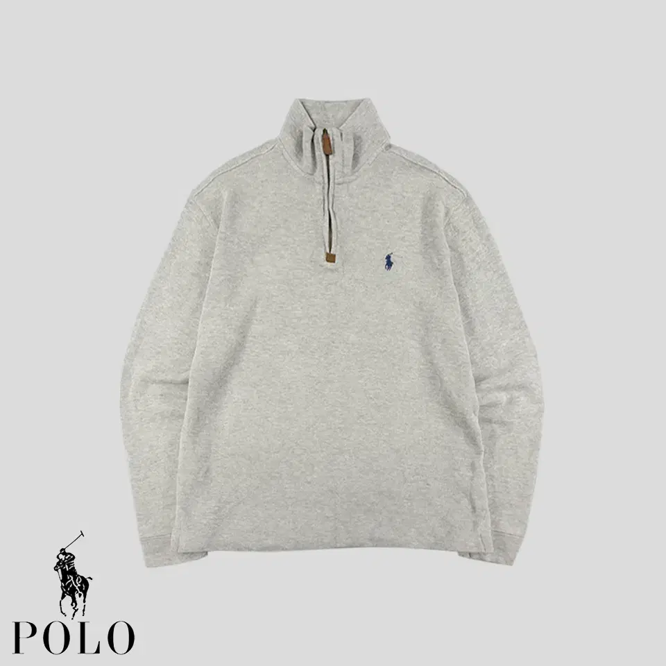 PoloRalph Lauren melangeGrey navyPony half zip up half zip up cotton100 mock neck knee