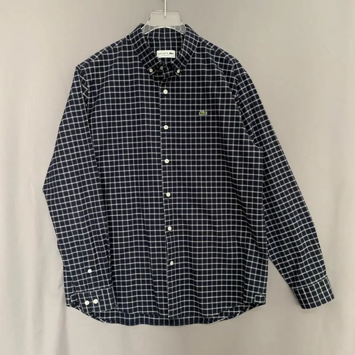 105 XL Lacoste Regular Fit Navy Check Span Shirt Southern