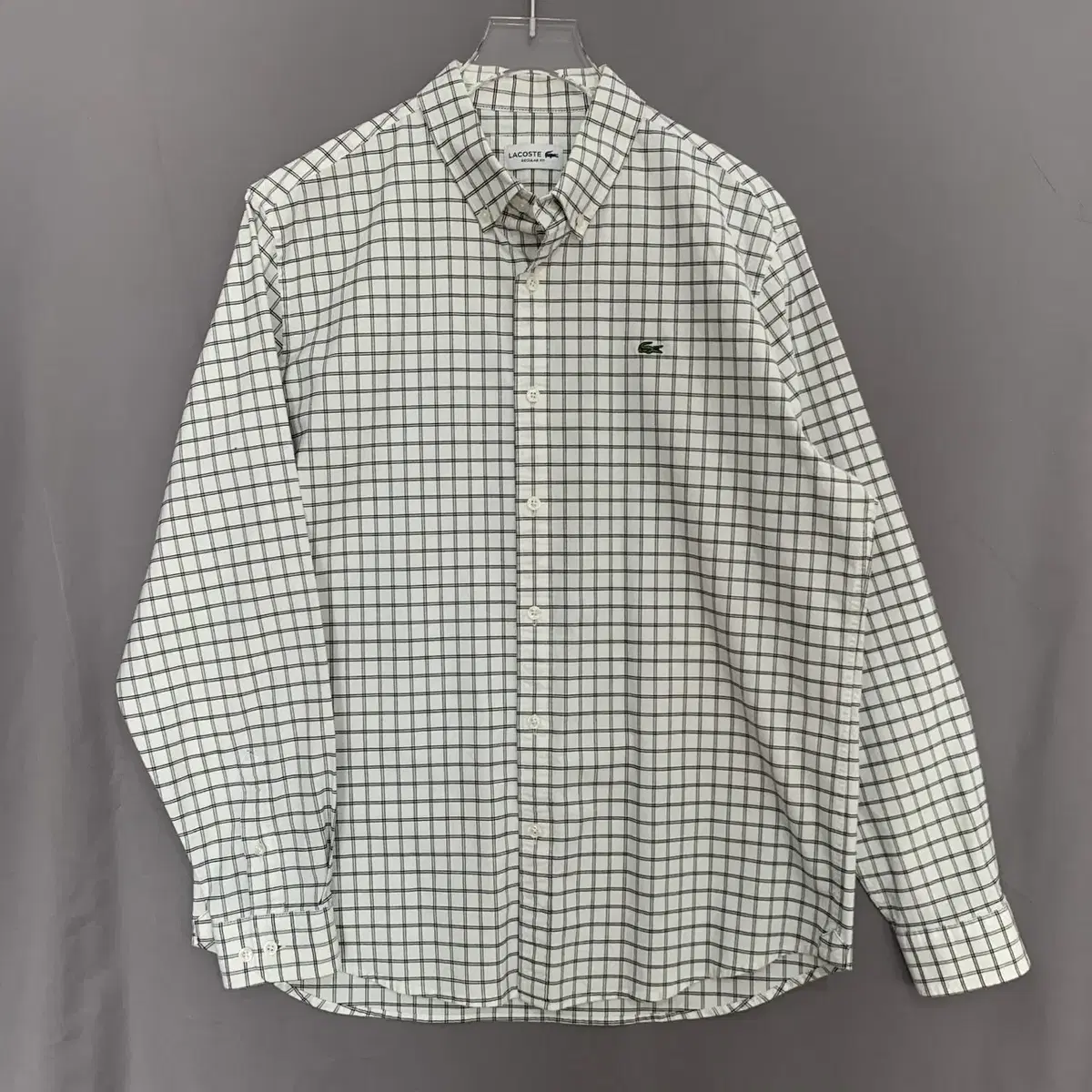 105 XL Lacoste Regular Fit Ivory Check Span Shirt Southern