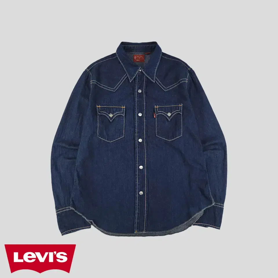 Levi's TYPE1 Jin Blue Indigo Stitched Red Tab Shoulder Patch Double Pocket Westerna