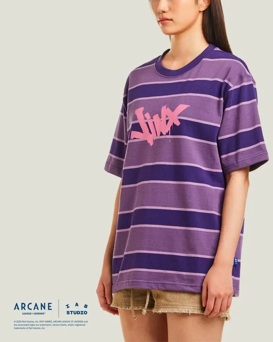 [M]iApp Arcane Jinx Stripe T-Shirt Purple Pink (WTS)