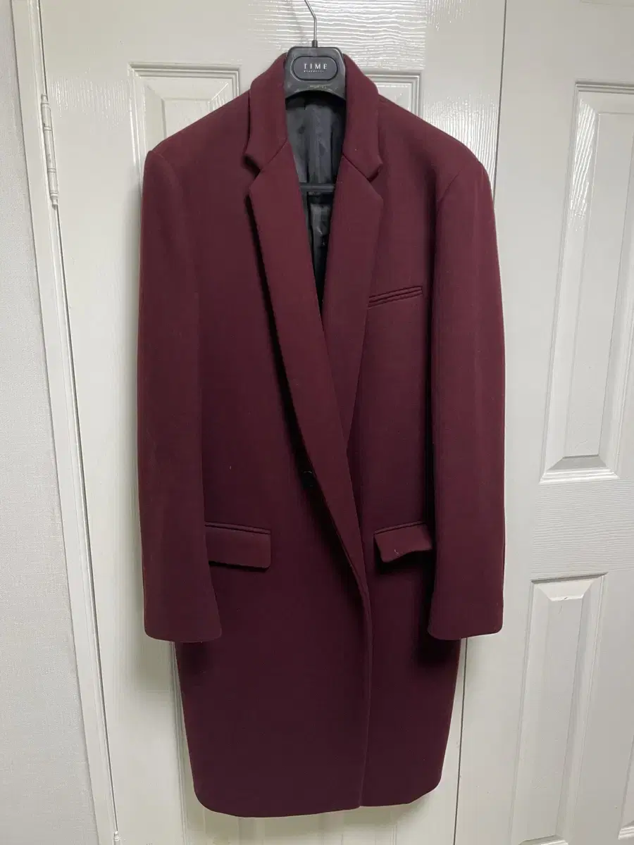 [50] Solid Homme Overcoat Burgundy