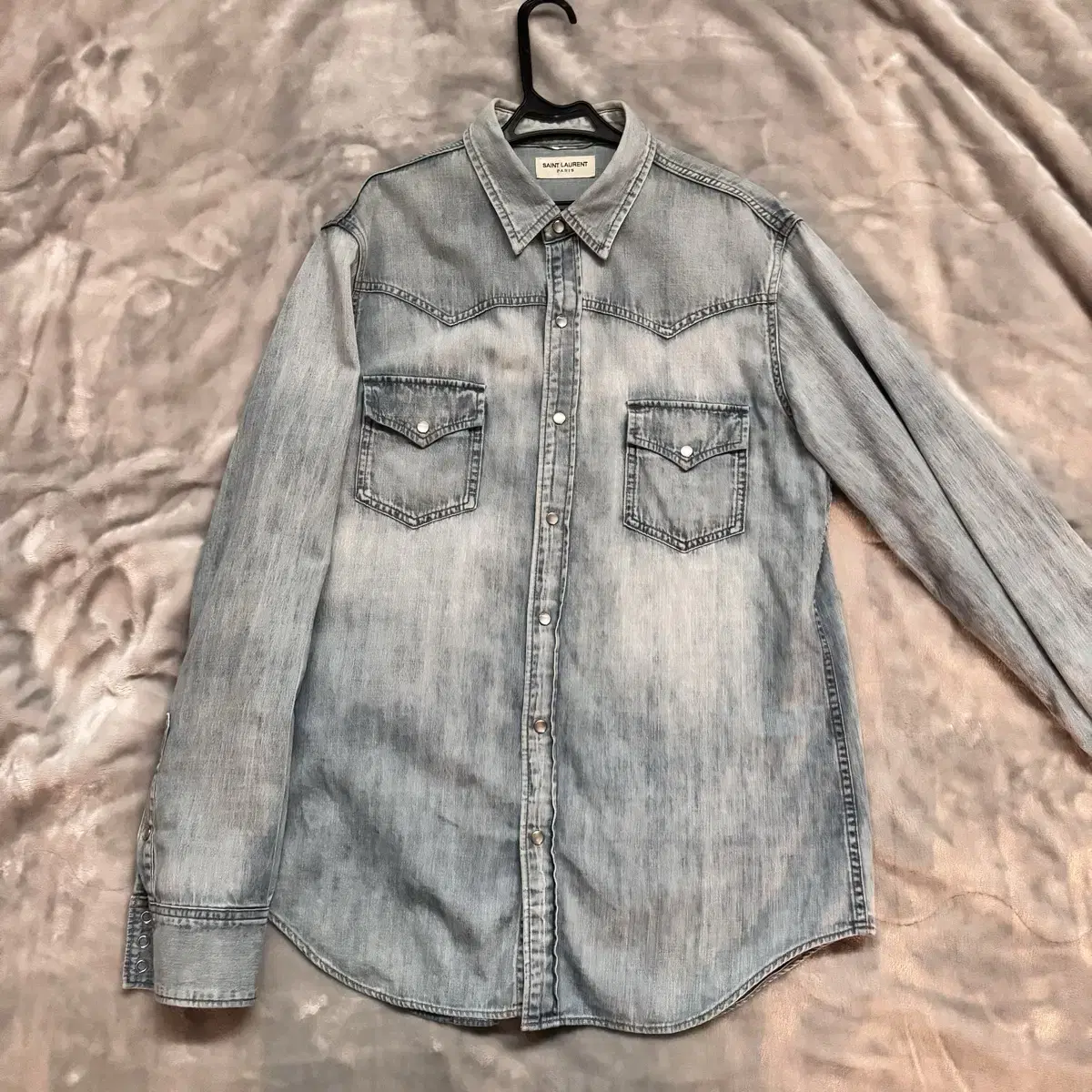 Saint Laurent Light Blue Western Shirt for sale