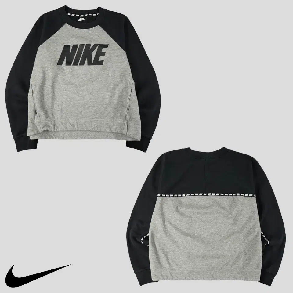 Nike Melange Grey Black Navy Big Print Sideline Cotton Blend Sweat