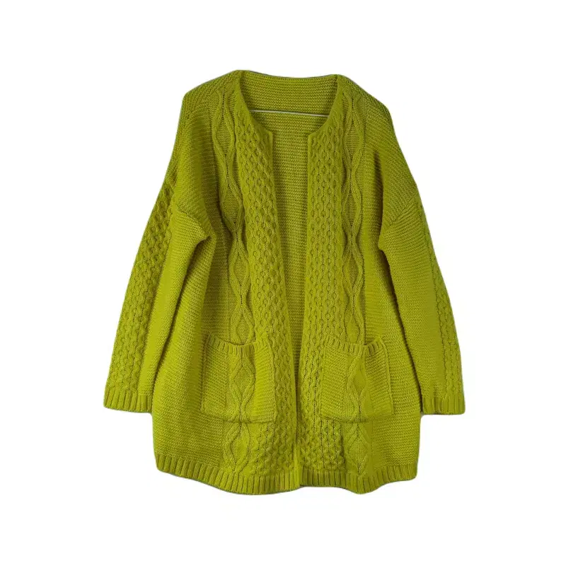 E8896 Women's FREE Lime Pretzel Knit Long Cardigan/Dirk