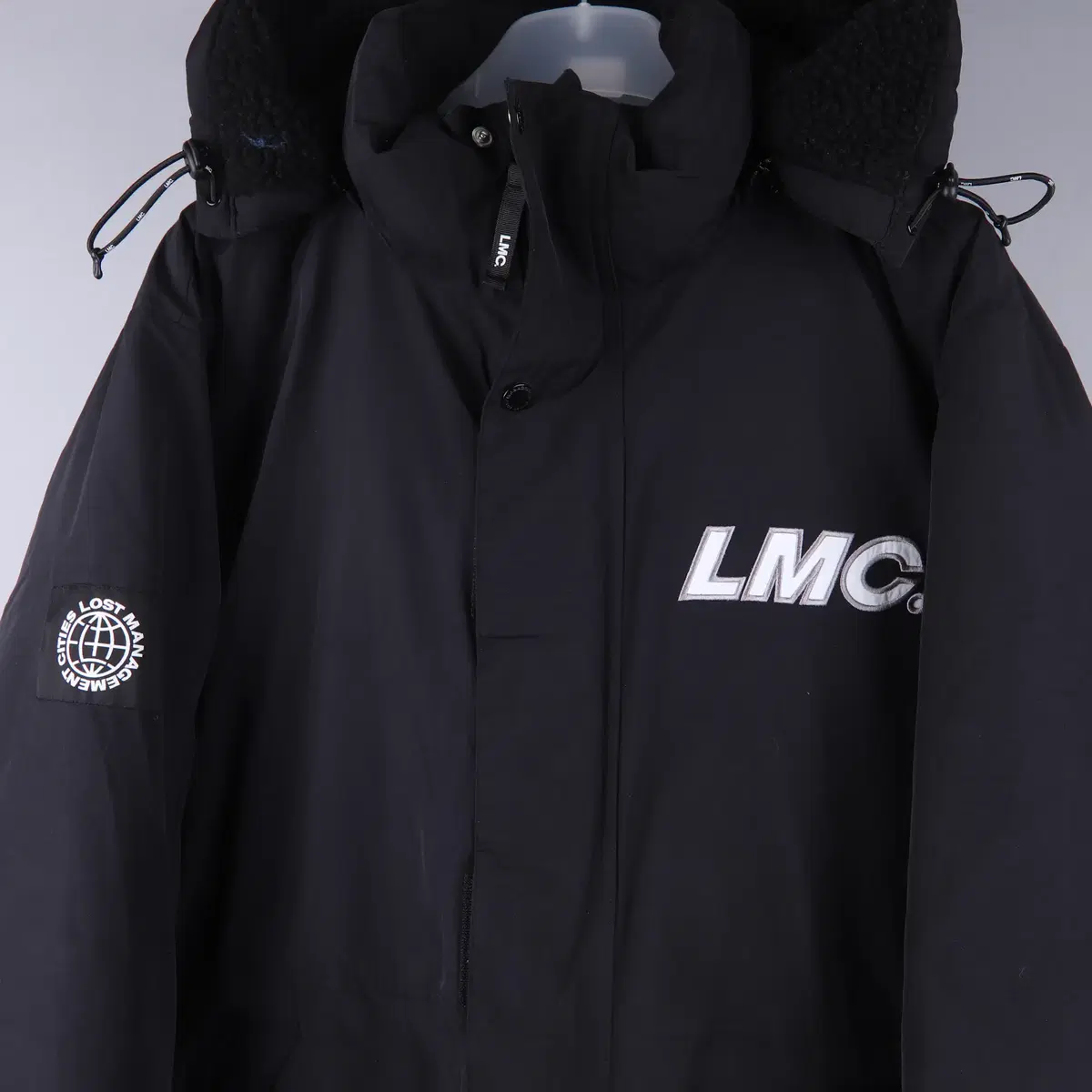 LMC 오버핏 빅로고 롱패딩 블랙 (L)