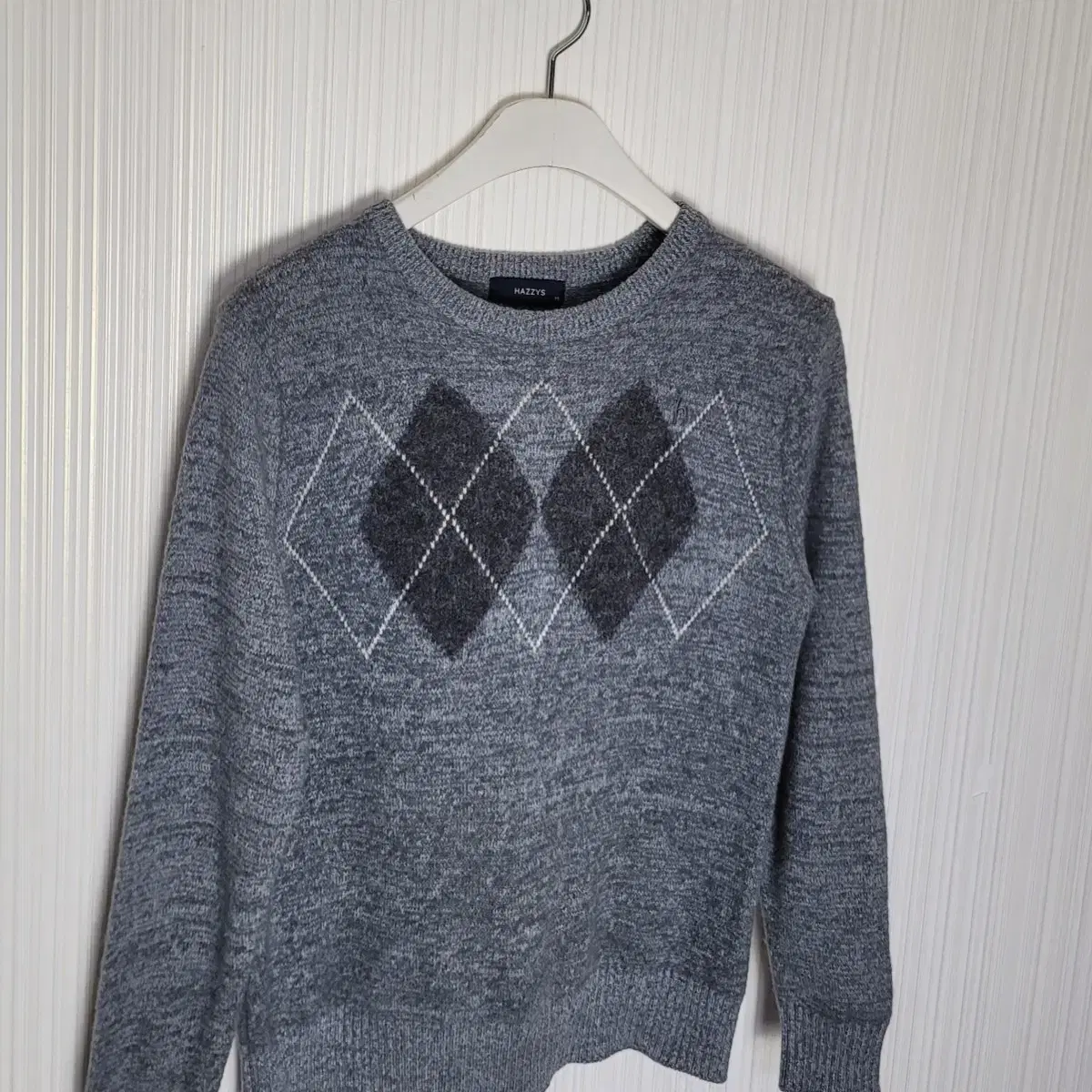 90-95 Hedges Wool Knit Round Gray Argyle