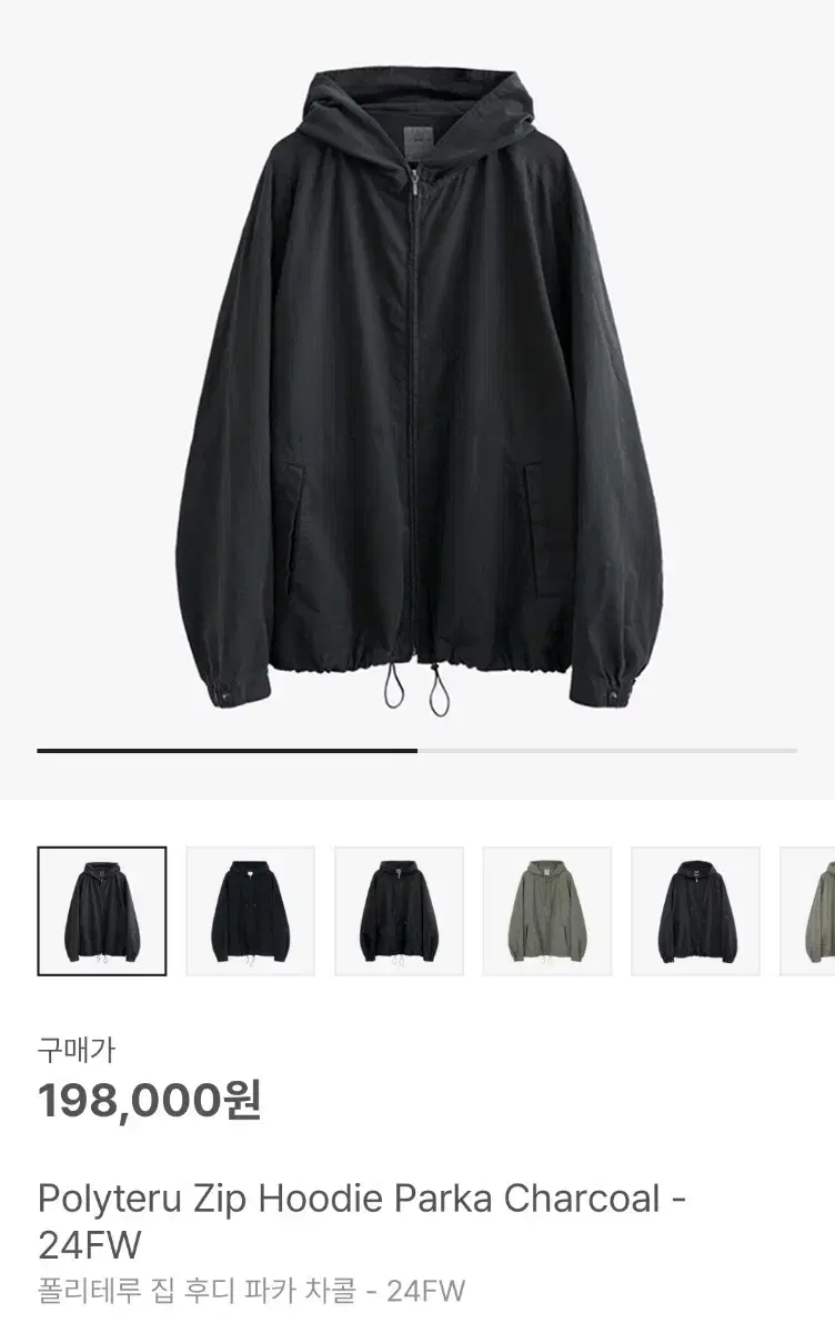 [1] Polythene Zip Hoodie Parka Charcoal 24FW