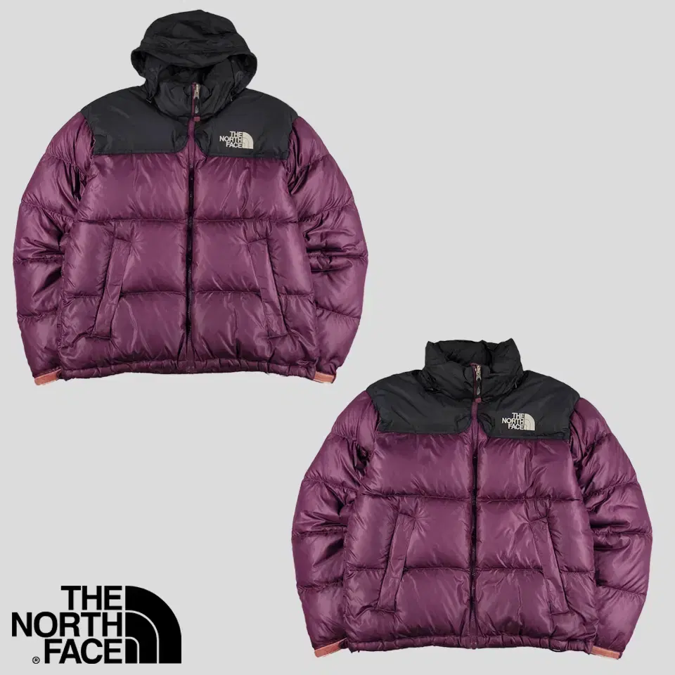 The North Face 700 Purple Black Colorblocked Logo Embroidered Ripstop Hidden Hoodie 1996 retro