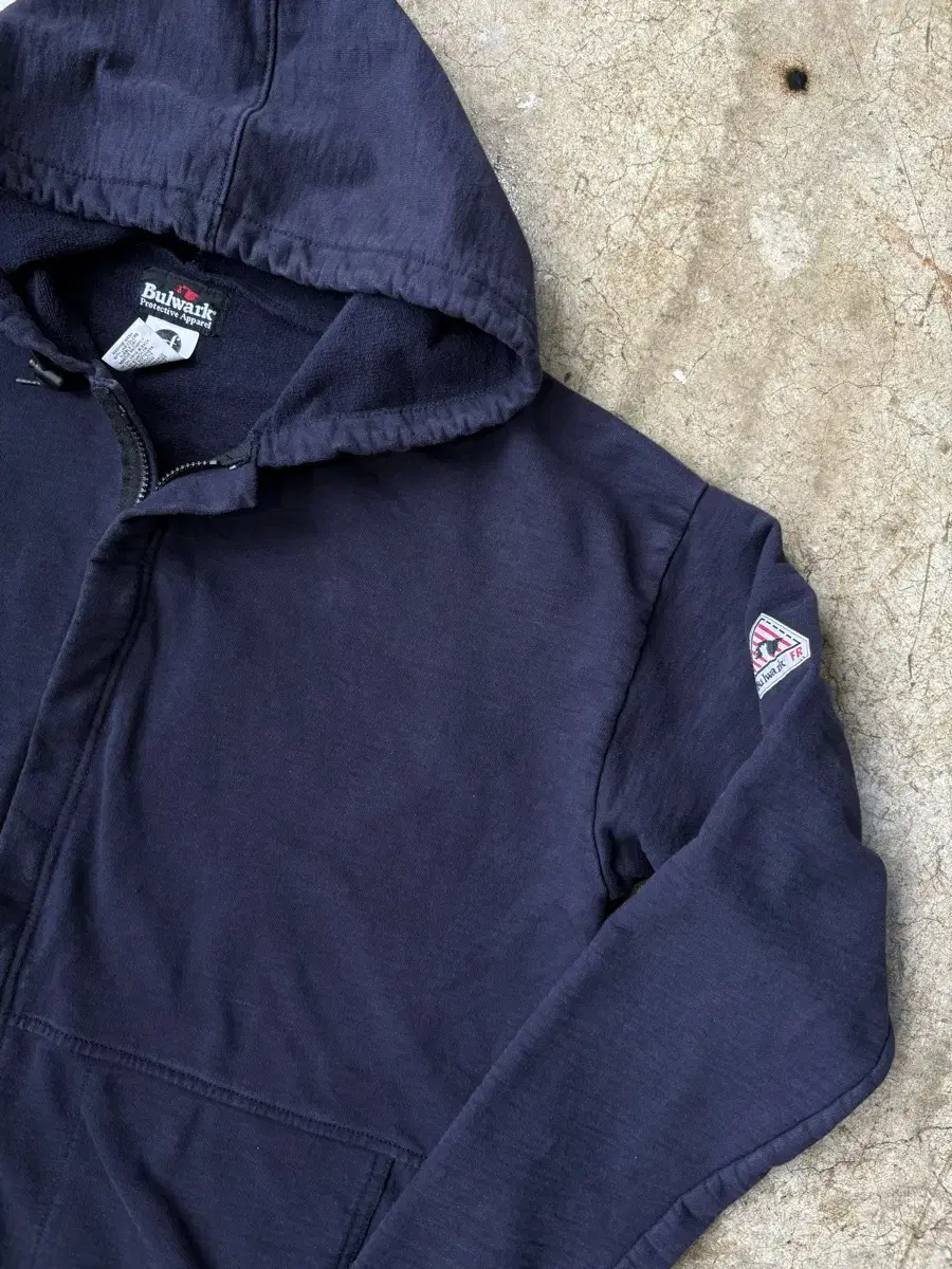 Work Navy Hooded Zip Up