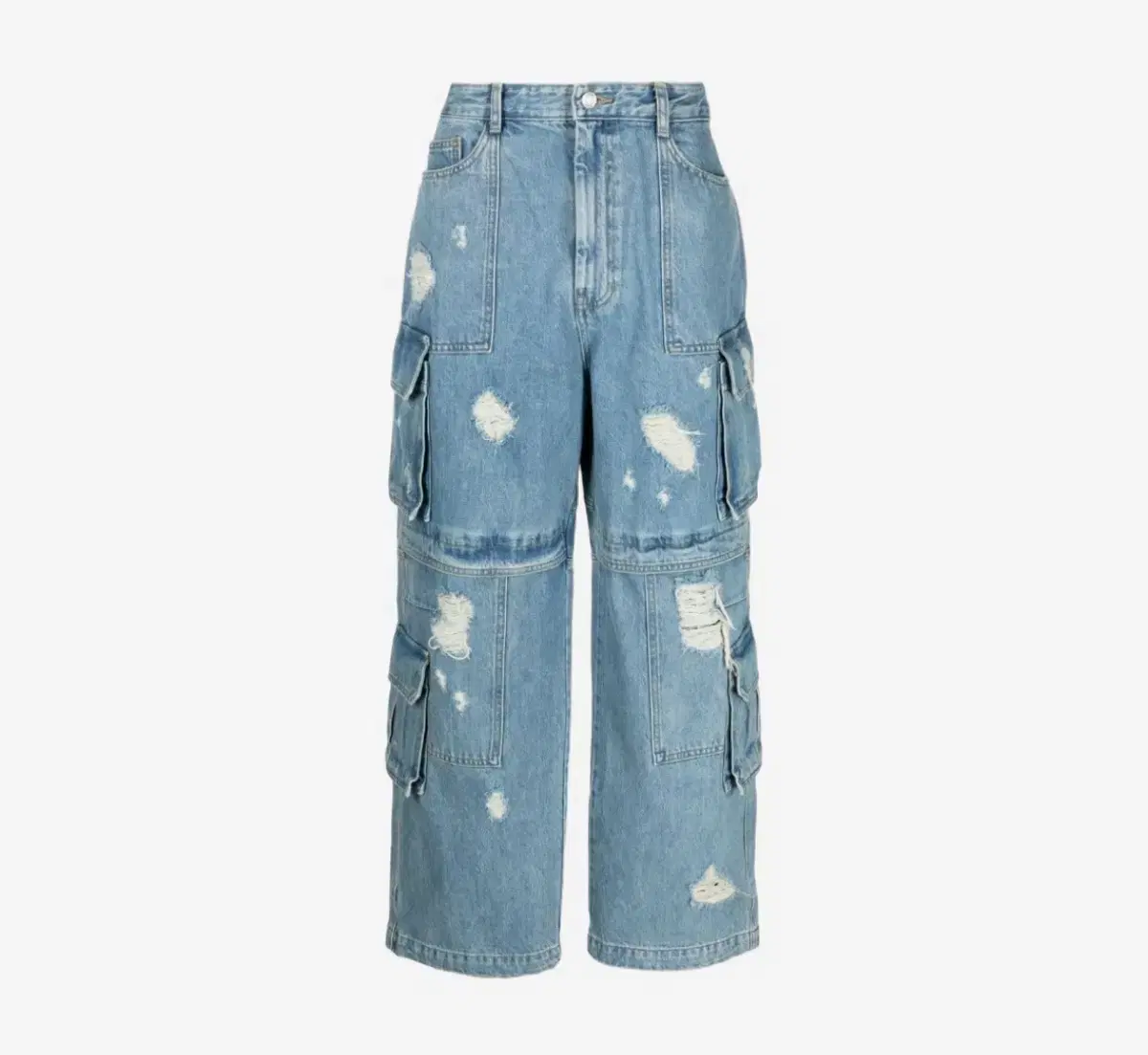 Junge Damaged Cargo Jogger Denim Pants for Sale